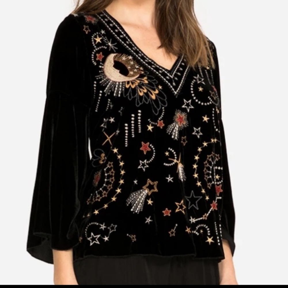 Johnny Was Celestial velvet/silk blend swing blouse RARE FIND NWT